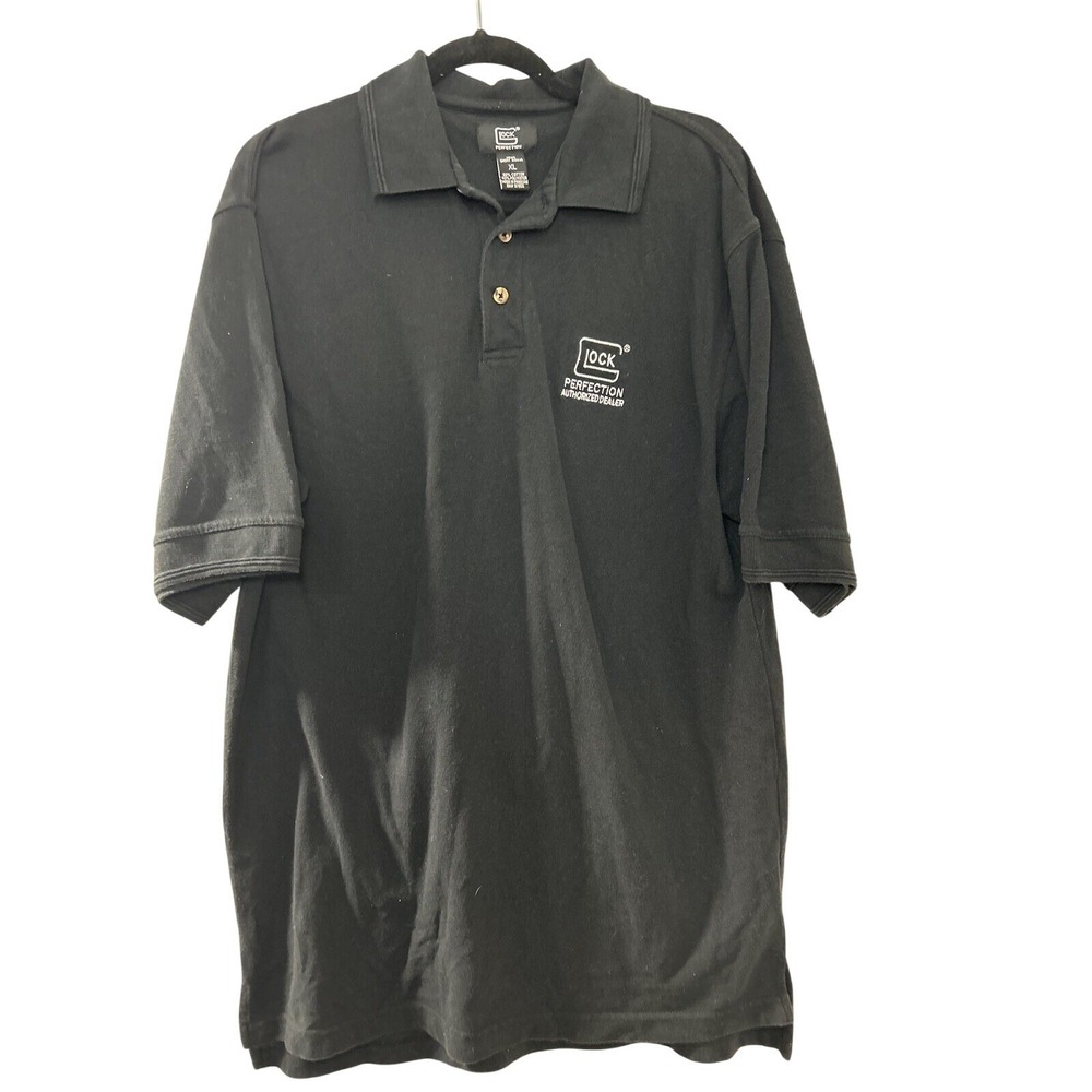 Glock Perfection Authorized Dealer Mens XL Black‎ Short Sleeve Polo Shirt Logo